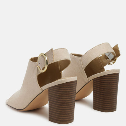 roisin stacked block heel faux suede sandals by London Rag