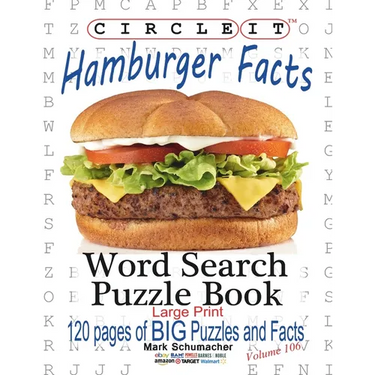 Circle It, Hamburger Facts, Large Print, Word Search, Puzzle Book