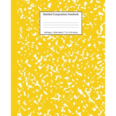 Marbled Composition Notebook: Yellow Marble Wide Ruled Paper Subject Book