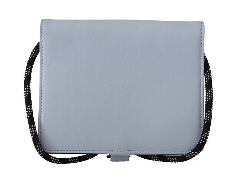 Dolce & Gabbana Light Blue Leather Mini Bifold Sling Purse Wallet by Trendstack