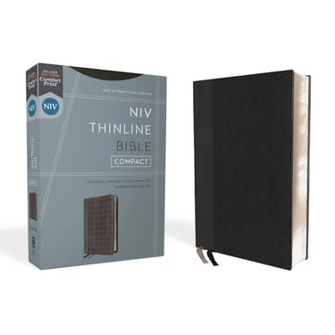 Niv, Thinline Bible, Compact, Leathersoft, Black/Gray, Red Letter, Comfort Print