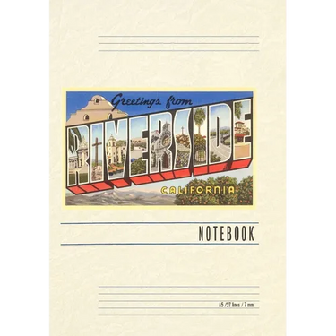 Vintage Lined Notebook Greetings from Riverside, California