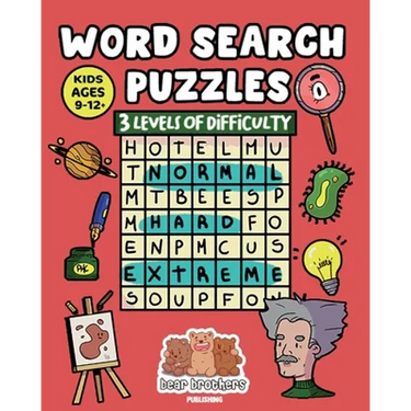 Word Search Puzzle 3 levels of difficulty: Normal, Hard, Extreme. Kids Age 9-12: For teens. Learning vocabulary, improve reading. Large print.