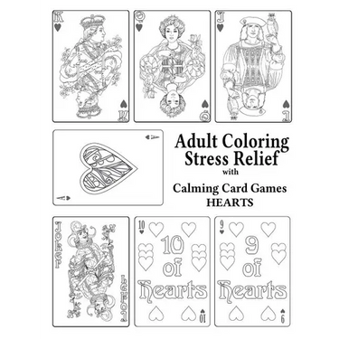 Adult Coloring Stress Relief with Calming Card Games: Hearts