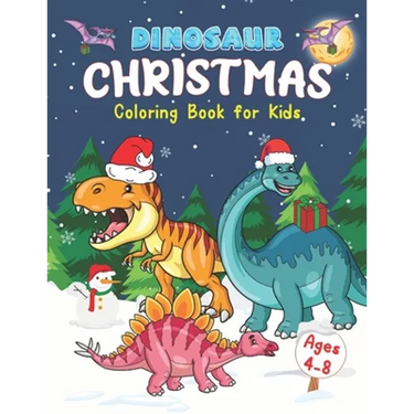 Dinosaur Christmas Coloring Book for Kids Ages 4-8: Stocking Stuffers for Boys and Girls.