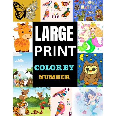 Large Print Color by Number: Easy designs coloring book for adults