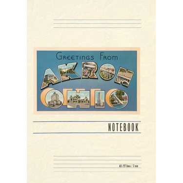 Vintage Lined Notebook Greetings from Akron
