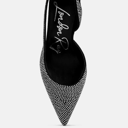 saranna rhinestone embellished suede heel sandals by London Rag