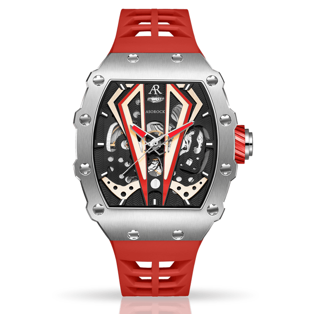 Silver/red Motorsport V2 automatic by ASOROCK WATCHES