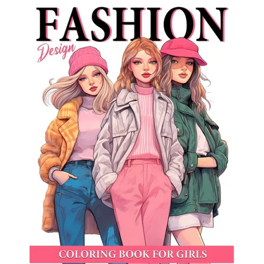 Fashion Design Coloring Book For Girls: 50 Illustrations Of Trendy Fashion For Girls Ages 8-12
