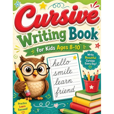 Cursive Writing Books for Kids age 8-10: A Practice Handwriting Learning Workbook with Mastering the Alphabet, Words, and Short Sentences for Young Wr