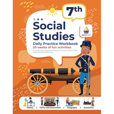 7th Grade Social Studies: Daily Practice Workbook 20 Weeks of Fun Activities History Government Geography Economics + Video Explanations for Eac