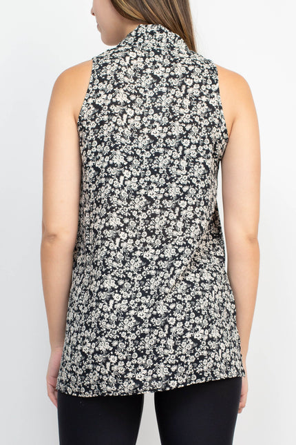 Floral + Ivy V-Neck Sleeveless Floral Print Slit Side Polyester Top by Curated Brands