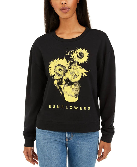 Mad Engine Juniors' Sunflower Graphic-Print T-Shirt Black - Size Medium by Steals