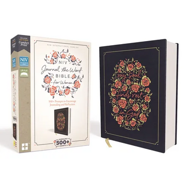 NIV, Journal the Word Bible for Women, Cloth Over Board, Navy, Red Letter Edition, Comfort Print: 500+ Prompts to Encourage Journaling and Reflection