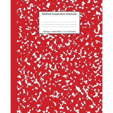 Marbled Composition Notebook: Red Marble Wide Ruled Paper Subject Book