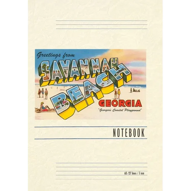 Vintage Lined Notebook Greetings from Savannah Beach