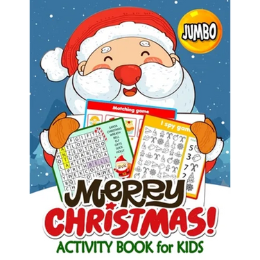 Jumbo Merry Christmas Activity Books for Kids: 50+ High Quality Coloring, Hidden Pictures, Dot To Dot, Connect the dots, Maze, Word Search, Crossword