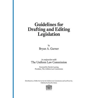 Guidelines for Drafting and Editing Legislation