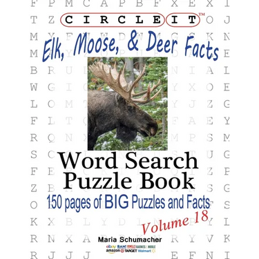 Circle It, Elk, Moose, and Deer Facts, Word Search, Puzzle Book