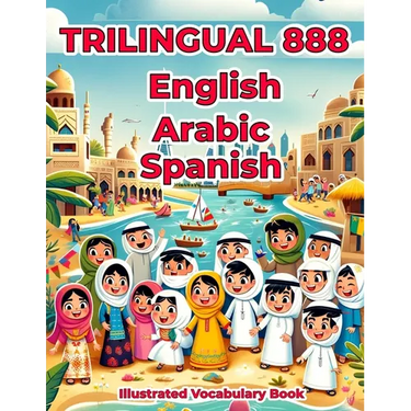 Trilingual 888 English Arabic Spanish Illustrated Vocabulary Book: Colorful Edition