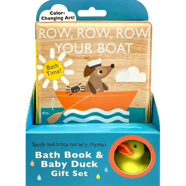 Touch and Trace Nursery Rhymes: Row, Row, Row Your Boat Bath Book & Baby Duck Gift Set