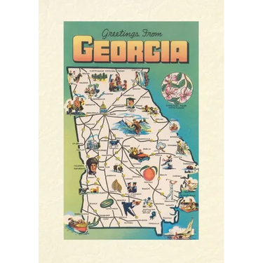 Vintage Lined Notebook Greetings from Georgia, Map