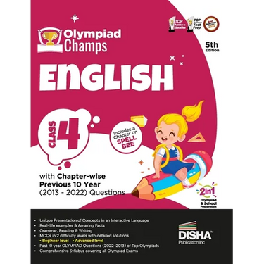 Olympiad Champs English Class 4 with Chapter-wise Previous 10 Year (2013 - 2022) Questions 5th Edition Complete Prep Guide with Theory, PYQs, Past & P