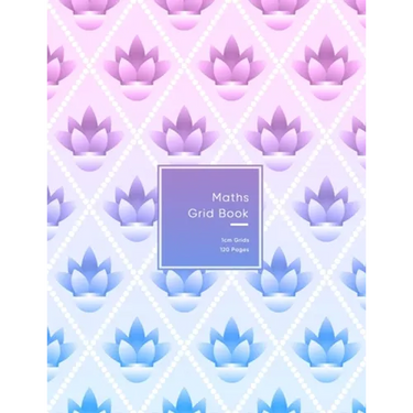 Maths Grid Book: 1cm size graph paper grid book for students or Mathematician Pink and purple flower pattern for teenage girls