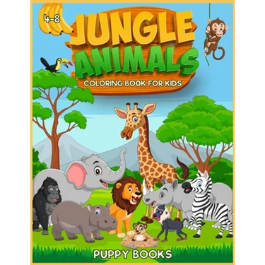 Jungle Animals Coloring book for kids 4-8: The Perfect Activity book for children full of cute jungle animals. This Book provides hours of pure enjoy.