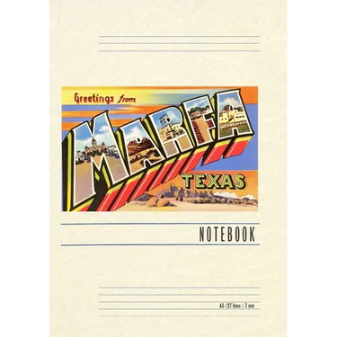 Vintage Lined Notebook Greetings from Marfa, Texas