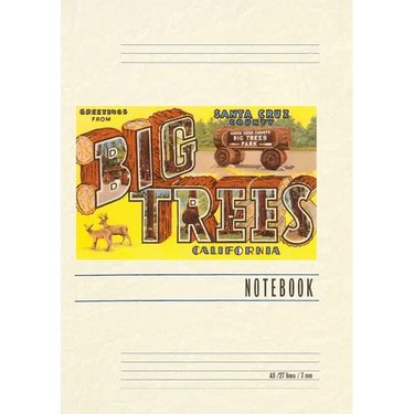 Vintage Lined Notebook Greetings from Big Trees, Santa Cruz, California