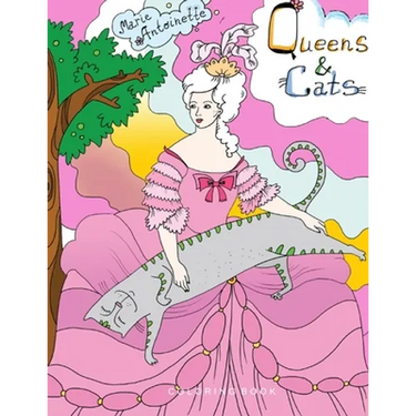Queens & Cats: ADULT COLORING BOOK.. Illustrations for coloring with famous queens and their cats.. 8,5" x 11" LARGE PRINT