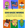 600 Basic Words Cartoons Flash Cards Bilingual English Danish: Easy learning baby first book with card games like ABC alphabet Numbers Animals to prac
