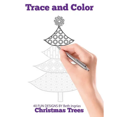 Trace and Color: Christmas Trees: Adult Activity Book