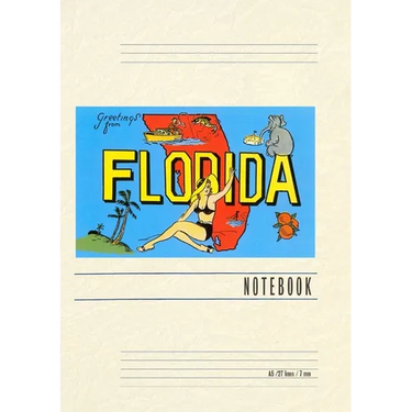 Vintage Lined Notebook Greetings from Florida, Map