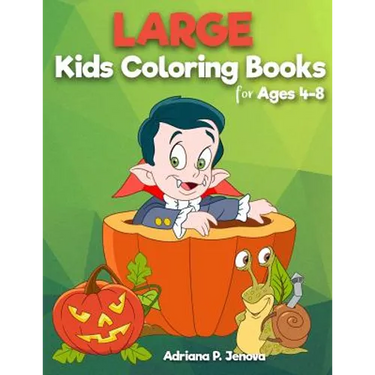 Large: coloring books for kids ages 4-8: Easy and Big Coloring Books (Cute, Happy Halloween, Animal, Sea Animal, Student, Chr