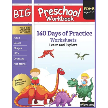 Big Preschool Workbook: Ages 2-5, 140+ Worksheets of PreK Learning Activities, Fun Homeschool Curriculum, Help Pre K Kids Math, Counting, Alphabet, Co