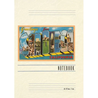 Vintage Lined Notebook Greetings from San Diego, California