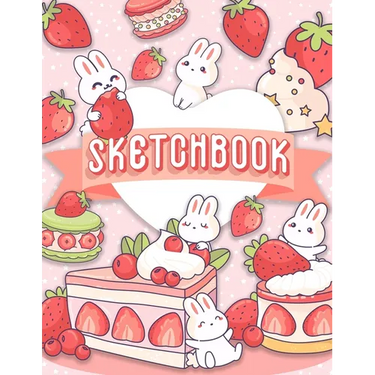 Sketchbook: 120 Blank Pages w/ mini Kawaii character (Sketchbook for Kids)