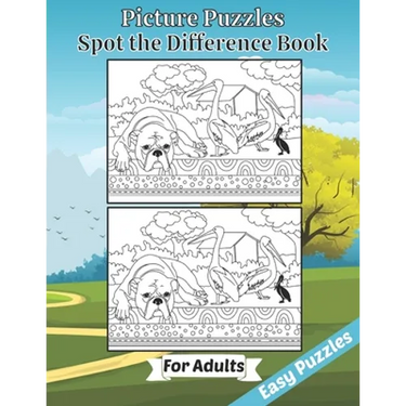Picture Puzzles Spot the Difference Book for Adults: Easy Puzzles Book of Animals for Adult Brain Fun. Includes Solutions. Large Print Edition