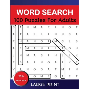 Word Search Puzzles For Adults Large Print With Solutions: Word Search Book for Adults, Teens 100 Puzzles Games with Solutions Cleverly Hidden Word Se