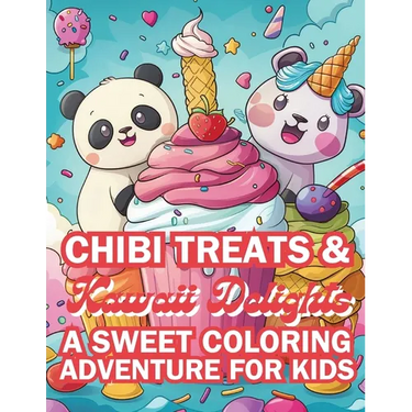 Chibi Treats & Kawaii Delights A Sweet Coloring Adventure for Kids: Adorable Characters and Irresistible Sweets with 4 Illustrations per Page!