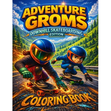 Adventure Groms: Fast Downhill Riding, Longboard Speed Runs, Mountain Roads, and Action Sports Scenes for Kids, Teens, and Adults Bold Easy-to-Color P
