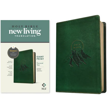 NLT Personal Size Giant Print Bible, Filament Enabled (Leatherlike, Evergreen Mountain, Red Letter)