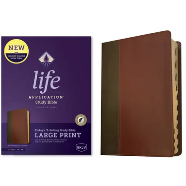 NKJV Life Application Study Bible, Third Edition, Large Print (Leatherlike, Brown/Mahogany, Indexed, Red Letter)