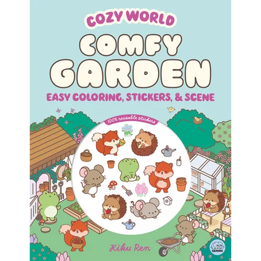 Cozy World Comfy Garden: Easy Coloring and Sticker Scene for Teens, Young Adults, and Adults