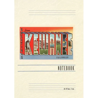 Vintage Lined Notebook Greetings from Kewanee, Illinois