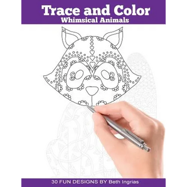 Trace and Color: Whimsical Animals: Adult Activity Book