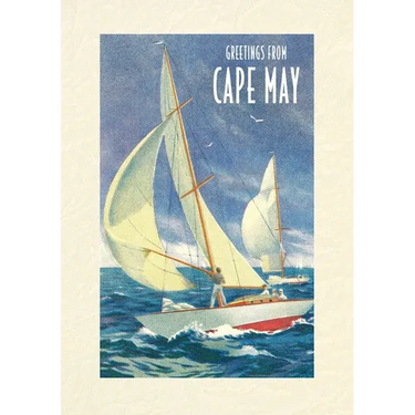 Vintage Lined Notebook Greetings from Cape May, New Jersey, Sailboats